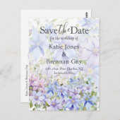 Periwinkle Clematisエレガント Wedding Save the Date ポストカード (正面/裏面)