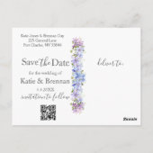 Periwinkle Clematisエレガント Wedding Save the Date ポストカード (裏面)