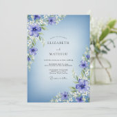 Periwinkle Floral Enchantment Wedding 招待状 (スタンド正面)