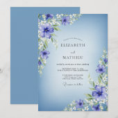 Periwinkle Floral Enchantment Wedding 招待状 (正面/裏面)