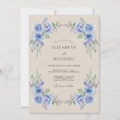 Periwinkle Floral Laurel Wedding 招待状 (正面)