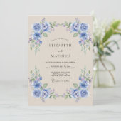 Periwinkle Floral Laurel Wedding 招待状 (スタンド正面)