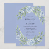 Periwinkle Floral Lush Arch Wedding 招待状 (正面/裏面)