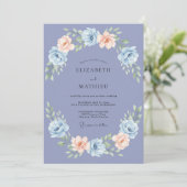 Periwinkle Floral Wreath Wedding 招待状 (スタンド正面)