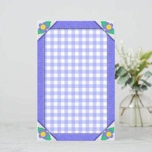 Periwinkle Gingham Checks文房具かわいらし紙 (スタンド正面)