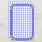 Periwinkle Gingham Checks文房具かわいらし紙 (正面/裏面)