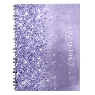 Periwinkle Glitter Lavender Blue Girly Signature ノートブック