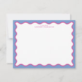 periwinkle & Hot Pink Wavy Border Note Card 招待状 (正面)