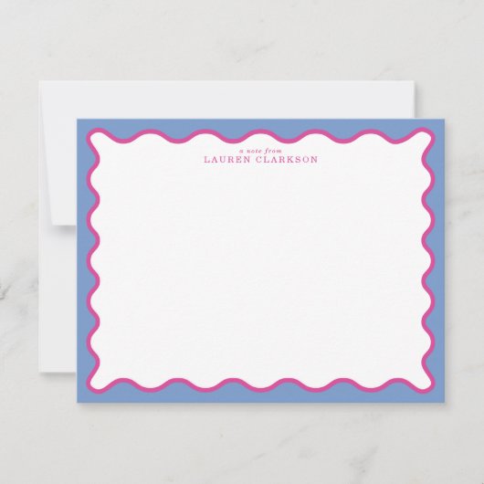 periwinkle & Hot Pink Wavy Border Note Card 招待状 (正面)