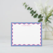 periwinkle & Hot Pink Wavy Border Note Card 招待状 (スタンド正面)