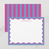 periwinkle & Hot Pink Wavy Border Note Card 招待状 (正面/裏面)
