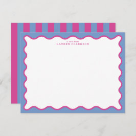periwinkle & Hot Pink Wavy Border Note Card 招待状