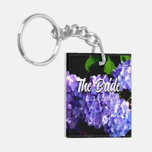 Periwinkle hydrangeas purple blue flowers Bride キーホルダー (正面左)