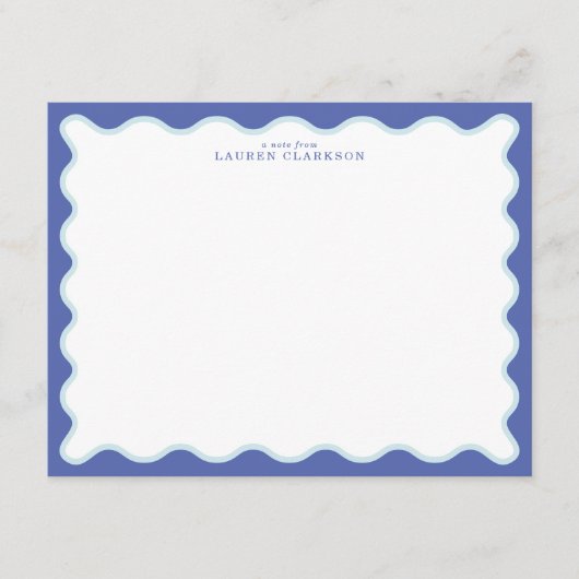 Periwinkle & Icy Blue Wavy Border Note Card 招待状 (正面)
