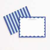 Periwinkle & Icy Blue Wavy Border Note Card 招待状