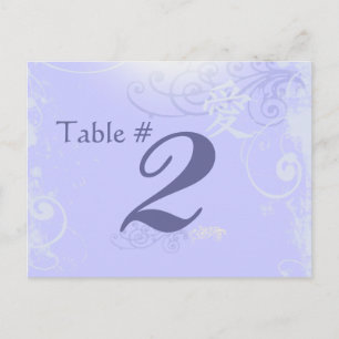 Periwinkle Kanji Love Swirlのテーブ結婚ル番号 ポストカード