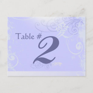 Periwinkle Kanji Love Swirlのテーブ結婚ル番号 ポストカード