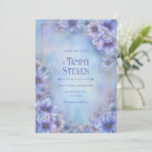 Periwinkle Lavender Ethereal Floral Frame Wedding 招待状 (スタンド正面)