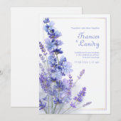 Periwinkle Lavender Gold Filigree Frame Wedding 招待状 (正面/裏面)