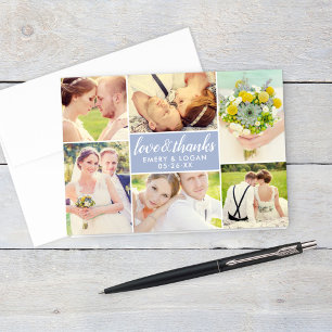 Periwinkle Loveとの感謝してい結婚写真コラージュ サンキューカード