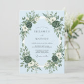 Periwinkle Lush Floral Garland Wedding 招待状 (スタンド正面)
