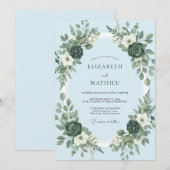 Periwinkle Lush Floral Garland Wedding 招待状 (正面/裏面)