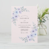 Periwinkle Muted Botanical Wedding 招待状 (スタンド正面)