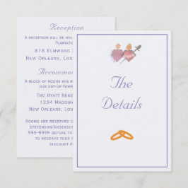 Periwinkle/Off-White Two Hearts Catholic Wedding  エンクロージャーカード