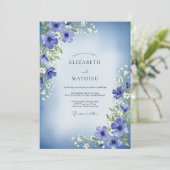 Periwinkle Painterly Floral Enchantment Wedding 招待状 (スタンド正面)