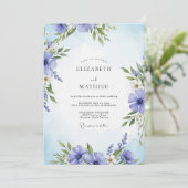 Periwinkle Painterly Floral Wedding 招待状 (スタンド正面)
