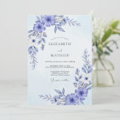 Periwinkle Painterly Flourish Wedding 招待状 (スタンド正面)