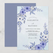 Periwinkle Painterly Flourish Wedding 招待状 (正面/裏面)