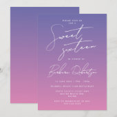 Periwinkle PurpleエレガントスクリプトSweet sixteen 招待状 (正面/裏面)
