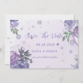 Periwinkle Purple Peony Ink日付カードを保存 招待状 (正面)