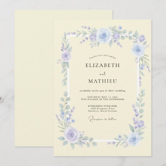 Periwinkle Refined Spring Wedding 招待状 (正面/裏面)