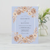Periwinkle Romantic Floral Wedding 招待状 (スタンド正面)