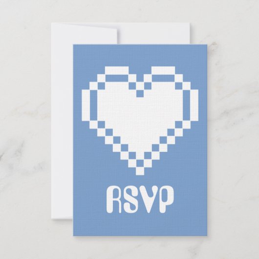Periwinkle RSVPカードの8ビットハート 出欠カード (正面)