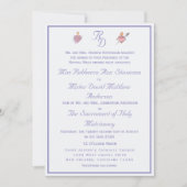 Periwinkle Two Hearts Catholic Wedding Invitation 招待状 (正面)