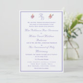 Periwinkle Two Hearts Catholic Wedding Invitation 招待状 (スタンド正面)