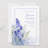 Periwinkle Watercolor Botanical Muscari Frame 招待状 (正面)