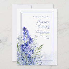 Periwinkle Watercolor Botanical Muscari Frame 招待状