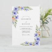 Periwinkle Watercolor Flourish Wedding 招待状 (スタンド正面)