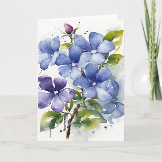 Periwinkle - Watercolor flowers カード (正面)