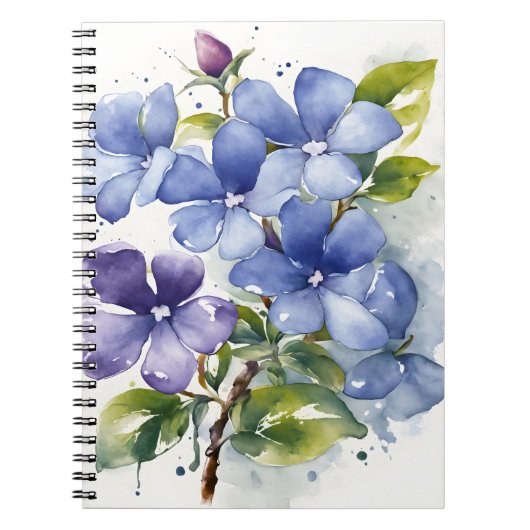 Periwinkle - Watercolor flowers ノートブック (正面)