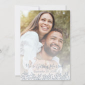 Periwinkle White Botanical Boho Photo 結婚's セーブザデート (裏面)