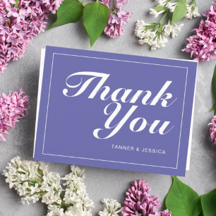 Periwinkle & White Modern Minimalist Thank You ポストカード