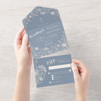 Periwinkle Wildflower All in One Invitation オールインワン招待状