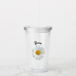 Perky White Daisy Flower Personalized Tumbler アクリルタンブラー