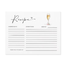 Perlas & Prosecco Tarjeta de Receta para Fiesta de