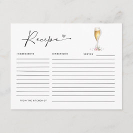 Perlas & Prosecco Tarjeta de Receta para Fiesta de エンクロージャーカード